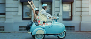 couple in sidecar